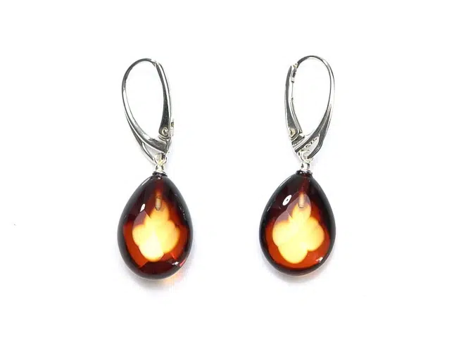 Обици кехлибар фасетирани капки